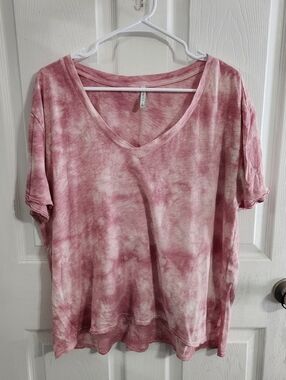 Zsupply pink tie dye cotton tshirt large vneck hippie casual